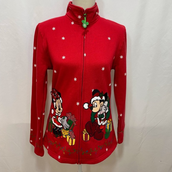 Disney Tops - Disney Parks Mickey/ Donald Applications Holiday Full Zip Jacket